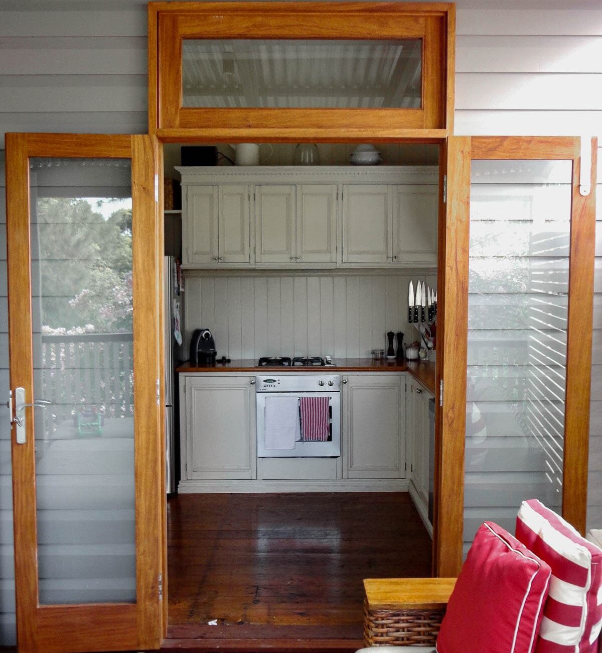 custom timber french doors for kitchen