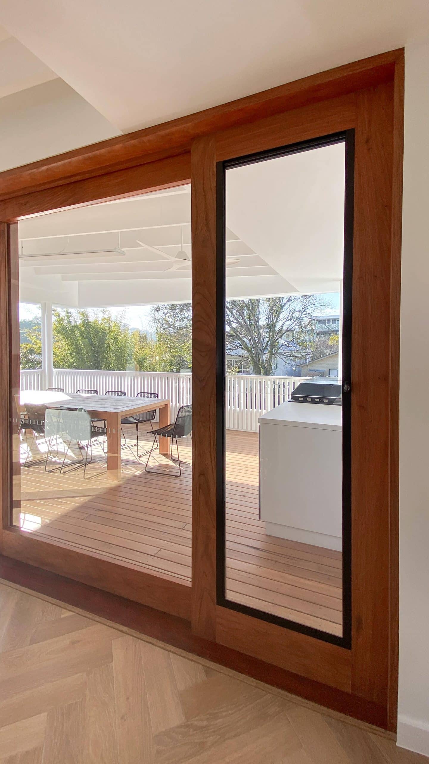 custom-made timber sliding doors to the back deck